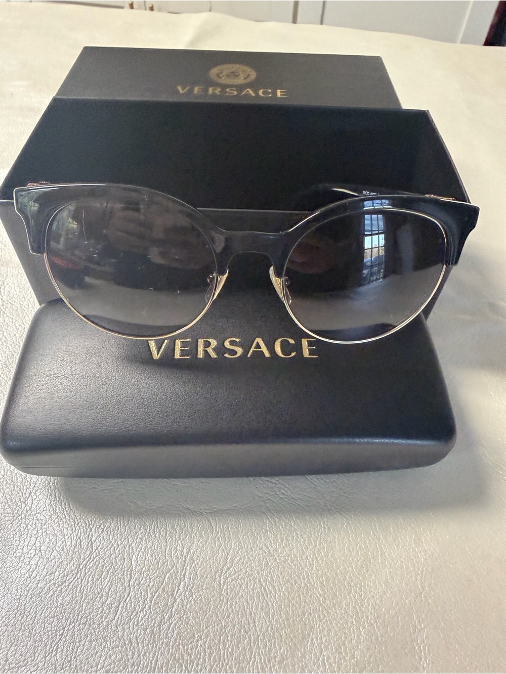 Versace Black Sunglasses with Gold Accents